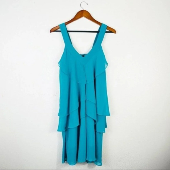 MM COUTURE BY MISS ME Turquoise Ruffled Dress New Medium - Picture 3 of 11